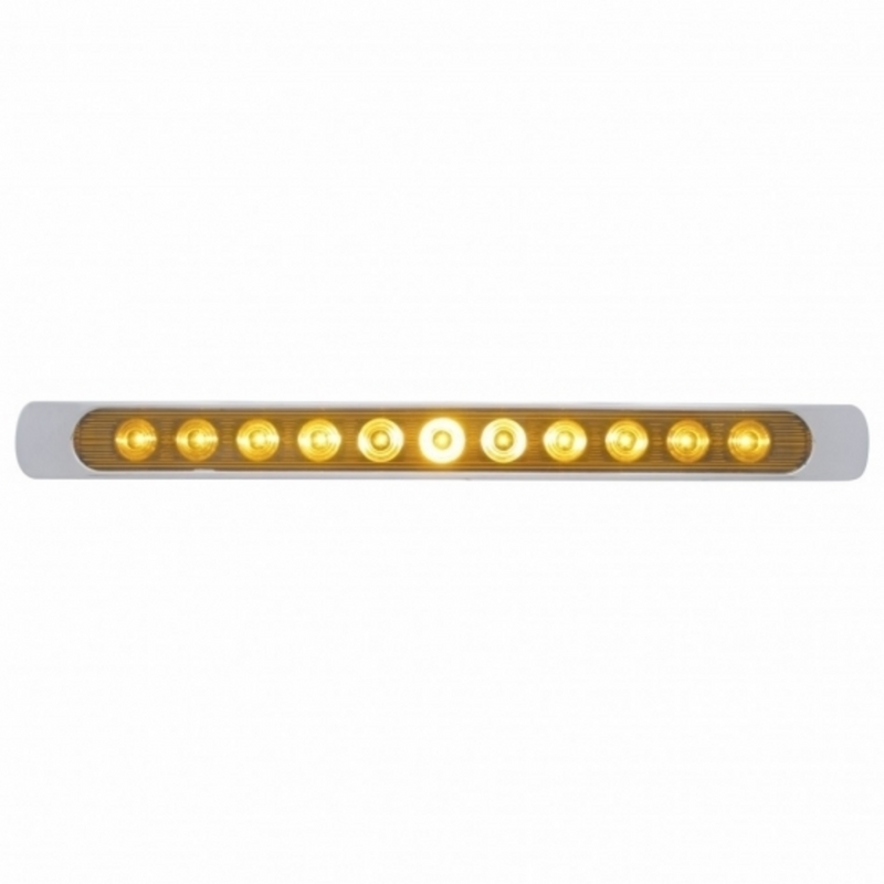 United Pacific 11 LED 17" P/T/C Light Bar With Chrome Bezel Amber LED/Amber Lens 39250