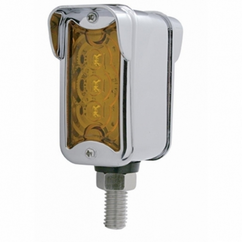 United Pacific 3 LED Single Function Double Face Light W/Visor Vertical Mount Amber & Red LED/Amber & Red Lens 39366