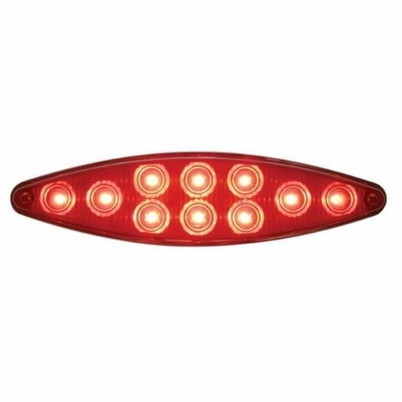United Pacific 10 LED "Cat's Eye" Light With Bezel (Stop, Turn & Tail) Red LED/Red Lens 39402