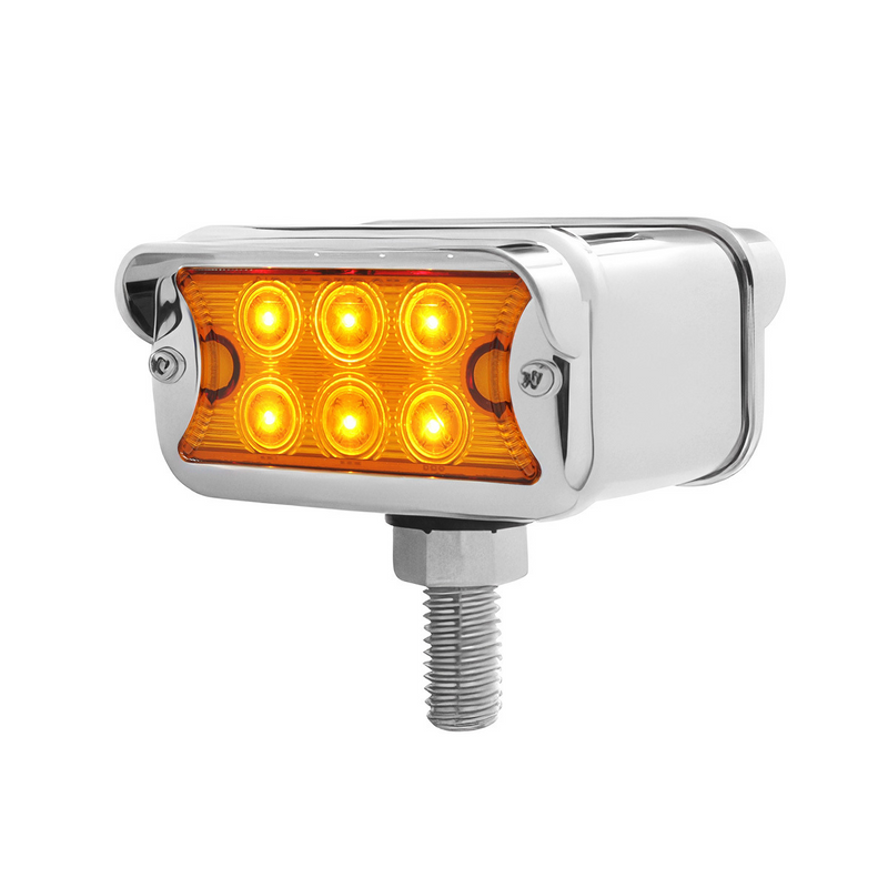 United Pacific 12 LED Dual Function Double Face Light W/Visor T-Mount Amber & Red LED/Amber & Red Lens 39412