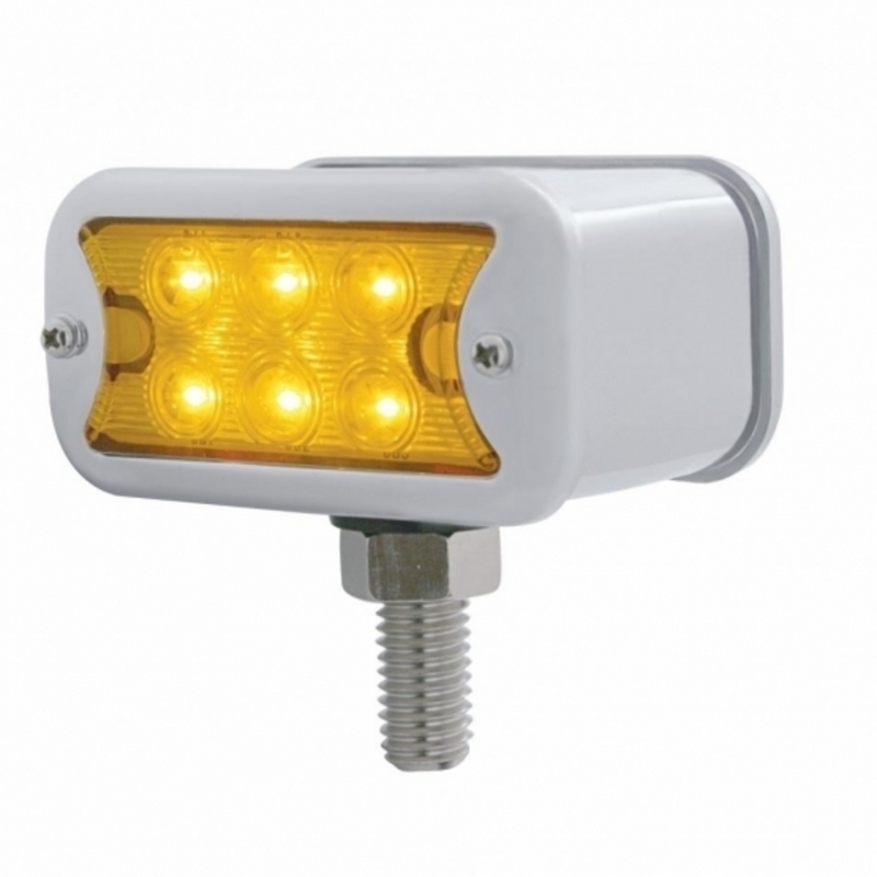 United Pacific 12 LED Dual Function Double Face Light W/Bezel T-Mount Amber & Red LED/Amber & Red Lens 39414