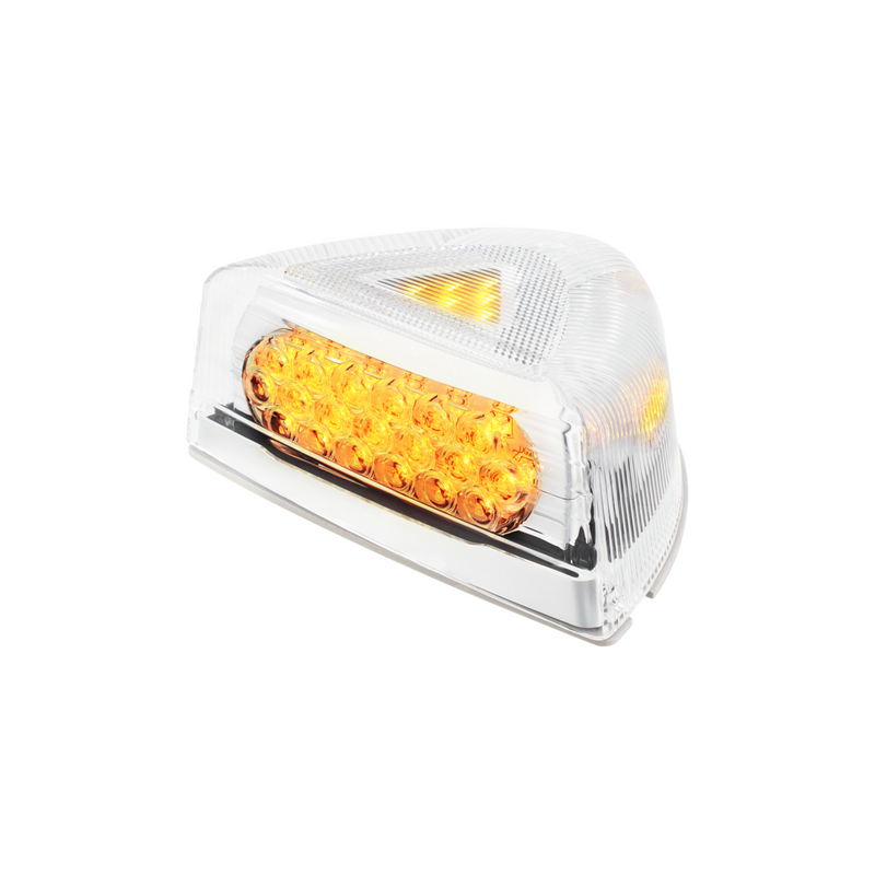 United Pacific 37 LED Turn Signal Light With Chrome Base For 1987-2007 Peterbilt 379/378/357- Amber LED/Clear Lens 39437