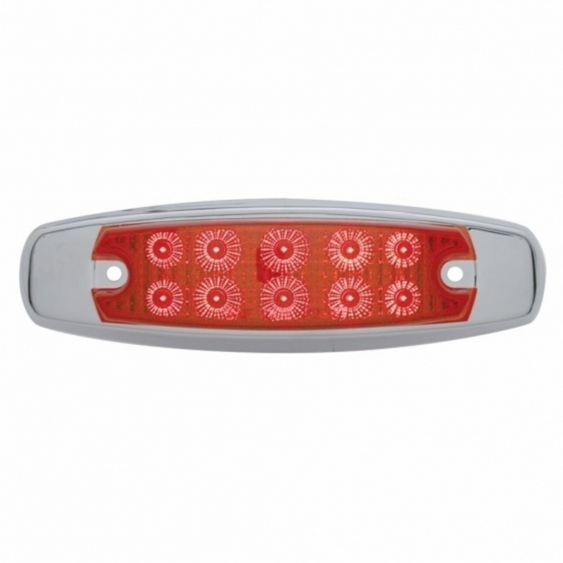 United Pacific 10 LED Reflector Rectangular Clearance/Marker Light Red LED/Red Lens 39452