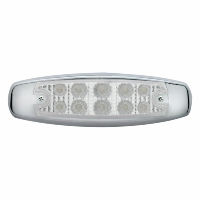 United Pacific 10 LED Reflector Rectangular Clearance/Marker Light Amber LED/Clear Lens 39453
