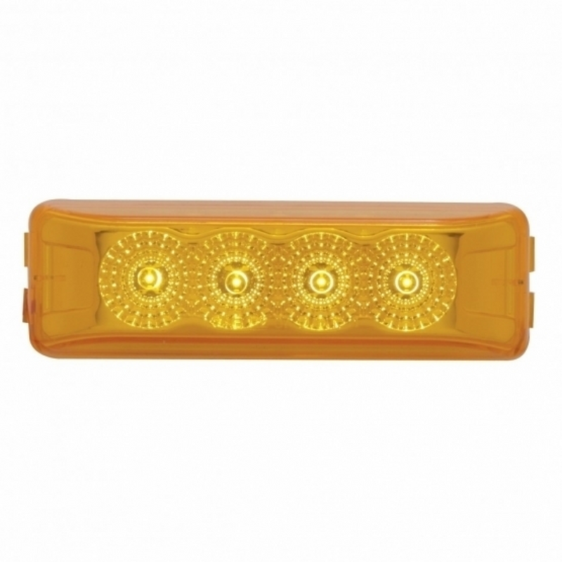 United Pacific 4 LED Reflector Rectangular Light (Clearance/Marker) Amber LED/Amber Lens 39463
