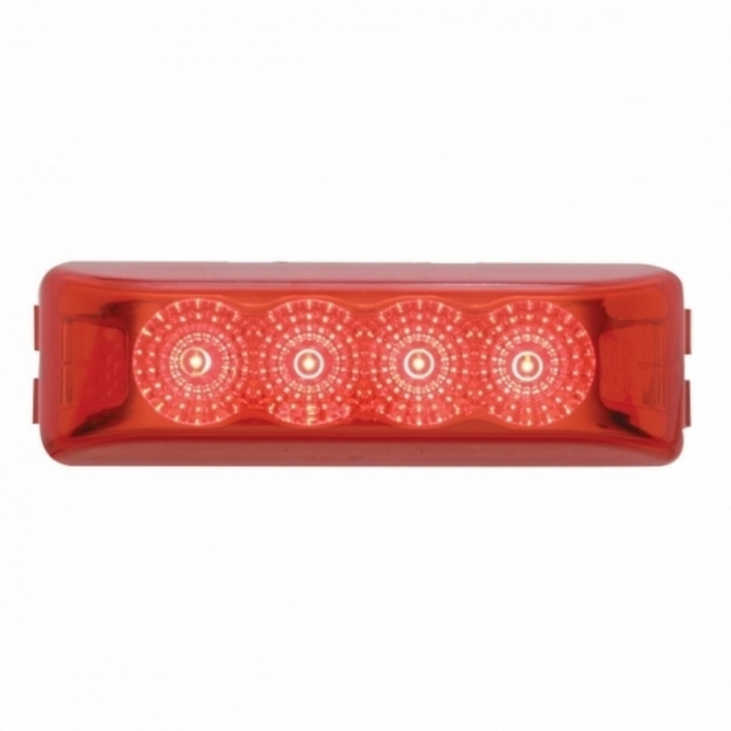 United Pacific 4 LED Reflector Rectangular Light (Clearance/Marker) Red LED/Red Lens 39464
