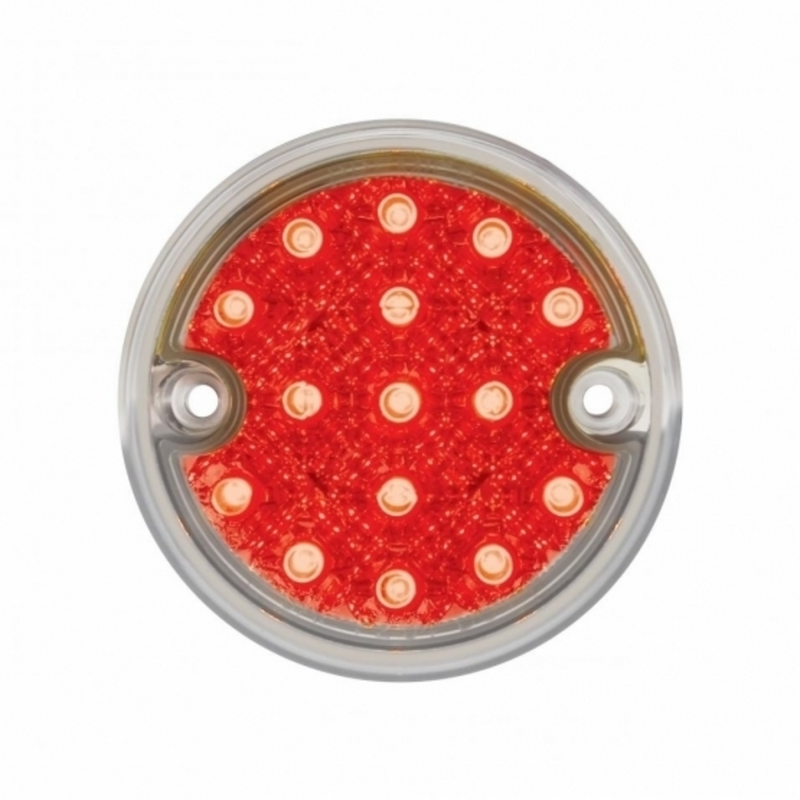 United Pacific 15 LED 3" Reflector Series 4 Light Only For Double Face Light Housing Red LED/Clear Lens (Bulk) 39470B