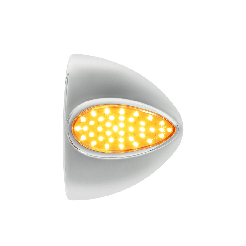 39 LED Teardrop Headlight Turn Signal Light Cover For Peterbilt - Amber LED/Amber Lens