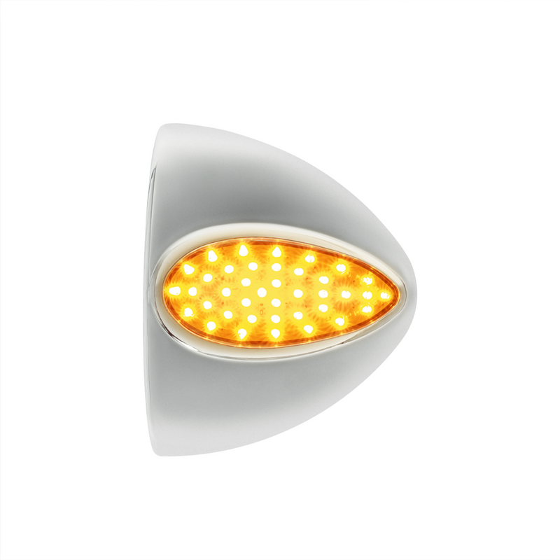 39 LED Teardrop Headlight Turn Signal Light Cover For Peterbilt - Amber LED/Clear Lens