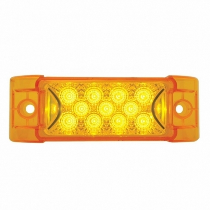 United Pacific 13 LED Reflector Rectangular Light (Clearance/Marker) Amber LED/Amber Lens 39592