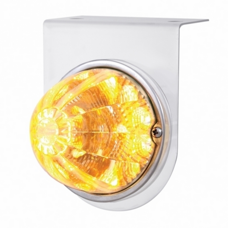 United Pacific Stainless Light Bracket With 17 LED Watermelon Reflector Light Amber LED/Clear Lens 39617