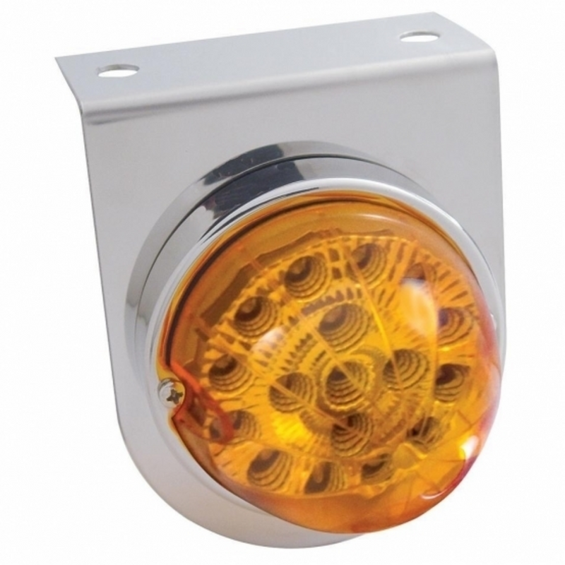 United Pacific Stainless Light Bracket With 17 LED Clear Reflector Light Amber LED/Amber Lens 39618