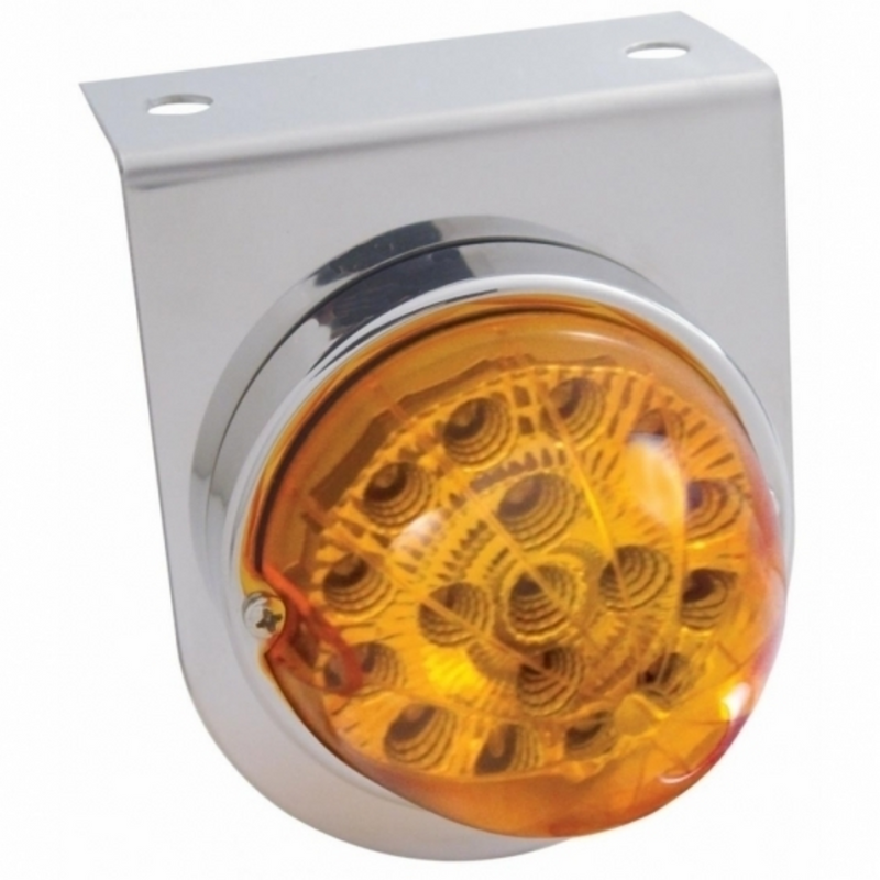 United Pacific Stainless Light Bracket With 17 LED Dual Function Clear Reflector Light Amber Lens 39620