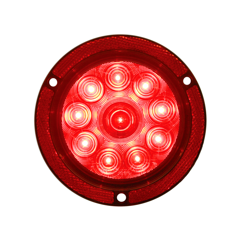 United Pacific 10 LED 4" Round Reflex Flange Mount Light (Stop, Turn & Tail) Red LED/Red Lens 39656
