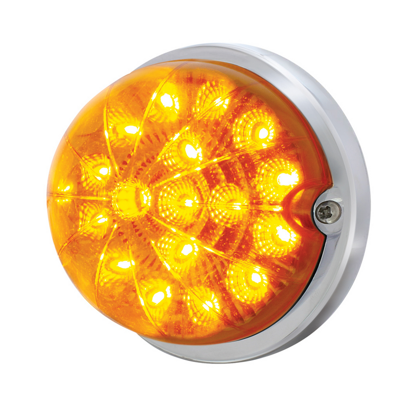 United Pacific 17 LED Dual Function Watermelon Clear Reflector Flush Mount Kit With Low Profile Bezel -Amber LED & Lens 39657