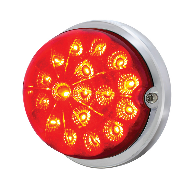 United Pacific 17 LED Dual Function Watermelon Clear Reflector Flush Mount Kit With Low Profile Bezel -Red LED & Lens 39658