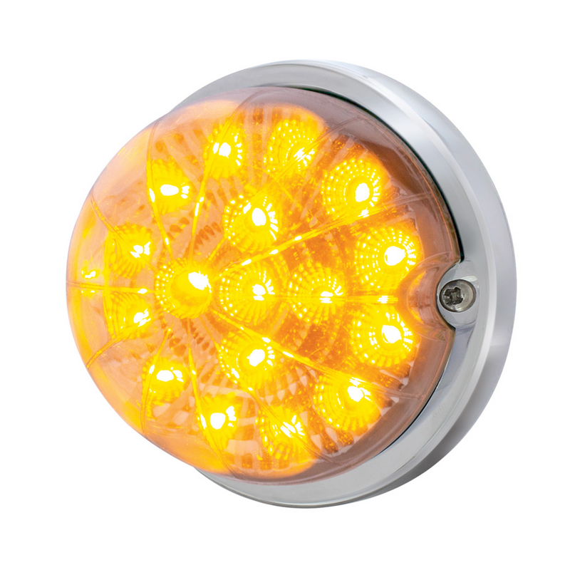 United Pacific 17 LED Dual Function Watermelon Clear Reflector Flush Mount Kit With Low Profile Bezel-Amber LED/Clear Lens 39659