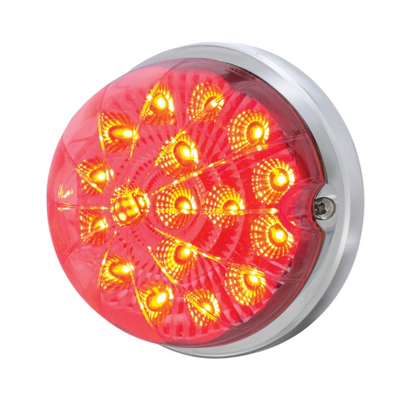 United Pacific 17 LED Dual Function Watermelon Clear Reflector Flush Mount Kit With Low Profile Bezel -Red LED/Clear Lens 39660