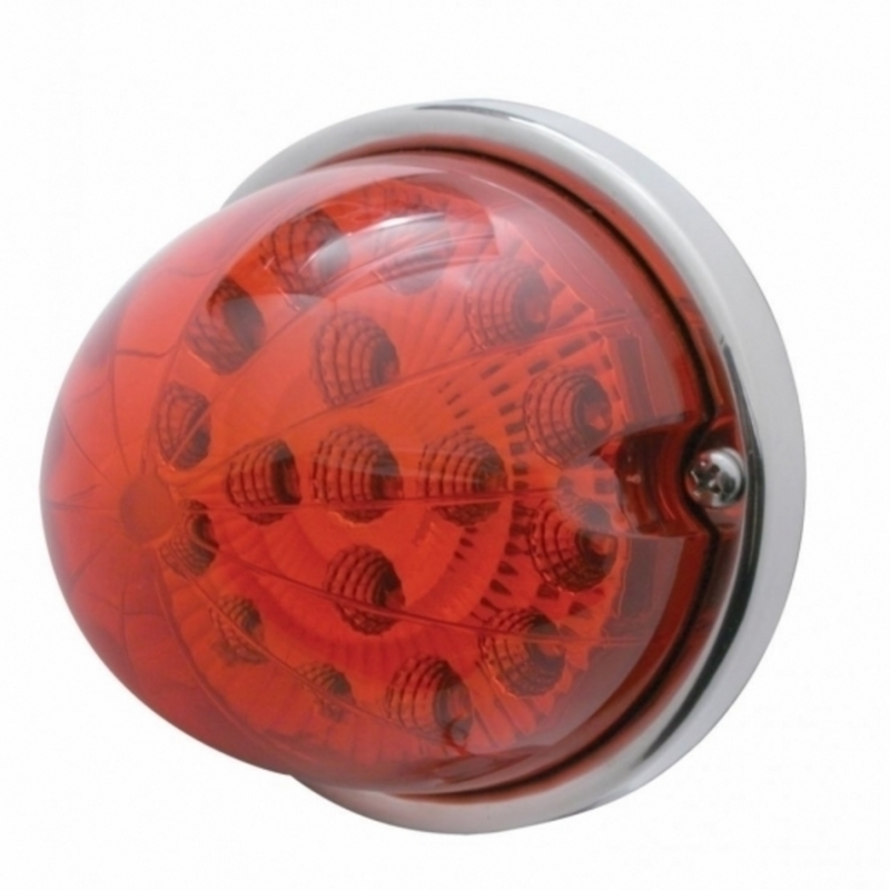 United Pacific 17 LED Watermelon Clear Reflector Flush Mount Kit With Low Profile Bezel Red LED/Red Lens 39662