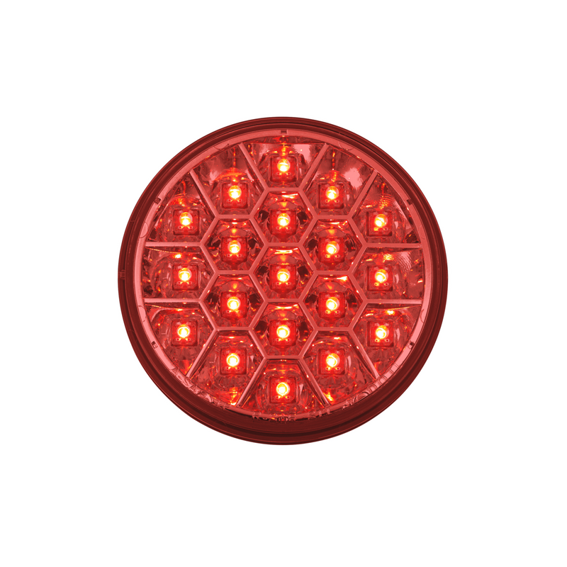 United Pacific 19 LED 4" Round Reflector Light (Stop, Turn & Tail) Red LED/Red Lens 39689