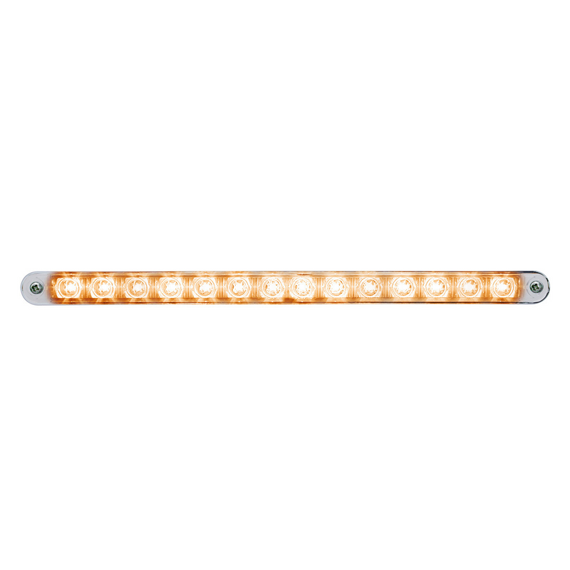 United Pacific 14 LED 12" Auxiliary strip Light With Bezel Amber LED/Chrome Lens 39698
