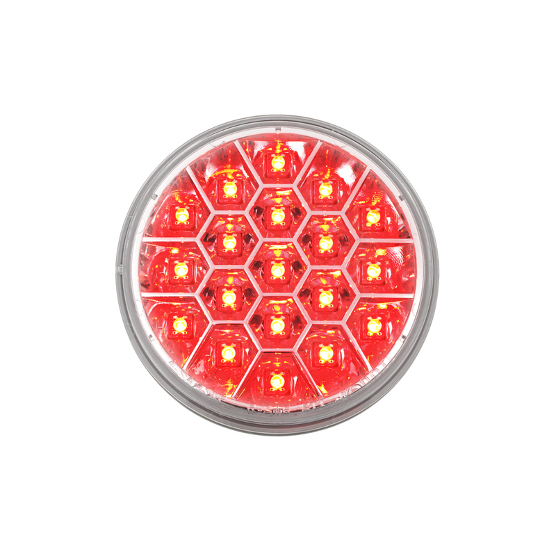 United Pacific 19 LED 4" Round Reflector Light (Stop, Turn & Tail) Red LED/Clear Lens 39701