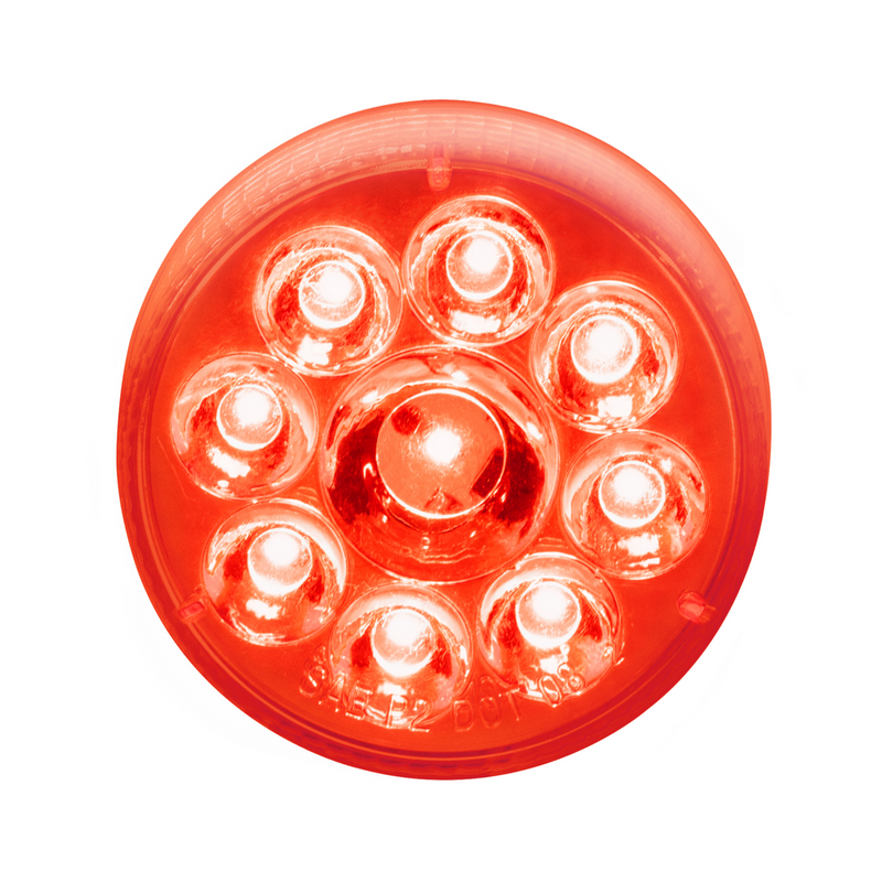 United Pacific 9 LED 2.5" Round Pure Reflector Light (Clearance/Marker) Red LED/Red Lens 39740