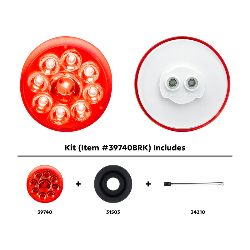 United Pacific 9 LED 2.5" Round Pure Reflector Light Kit (Clearance/Marker) Red LED/Red Lens 39740BRK