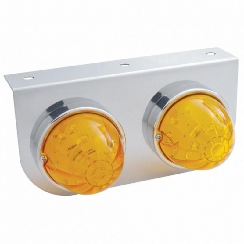 United Pacific Stainless Light Bracket With 2X 17 LED Dual Function Watermelon Lights Amber LED/Amber Lens 39790