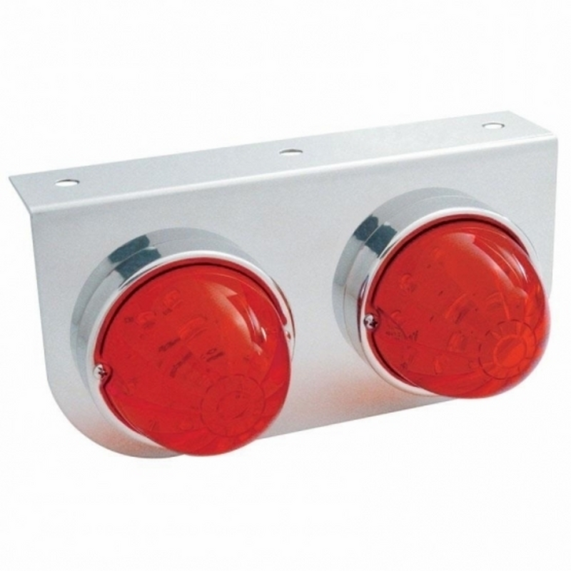 United Pacific Stainless Light Bracket With 2X 17 LED Dual Function Watermelon Lights Red LED/Red Lens 39791
