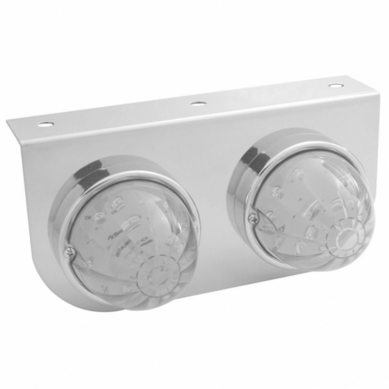 United Pacific Stainless Light Bracket With 2X 17 LED Dual Function Watermelon Lights Red LED/Clear Lens 39793