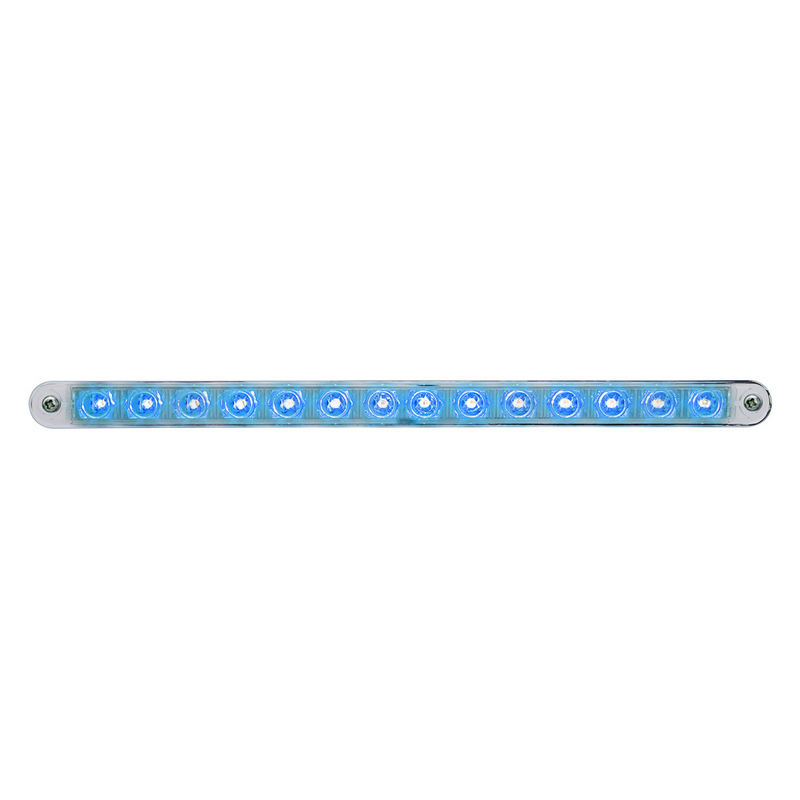United Pacific 14 LED 12" Auxiliary strip Light With Bezel Blue LED/Clear Lens 39804
