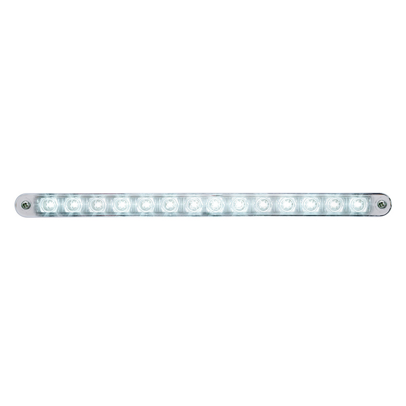 United Pacific 14 LED 12" Auxiliary strip Light With Bezel White LED/Clear Lens 39806