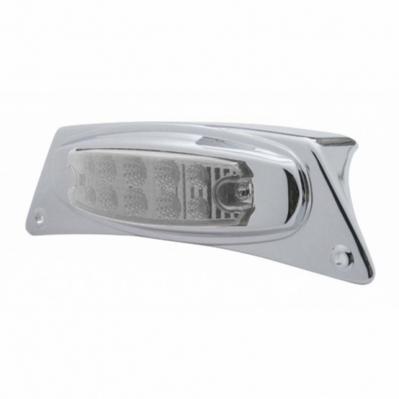 United Pacific Chrome Fender Light Bracket With 10 LED Reflector Light Amber LED/Clear Lens 39873