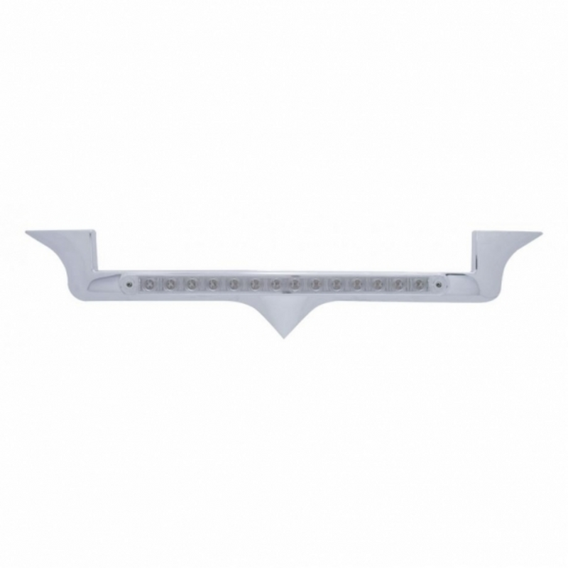 United Pacific Chrome Hood Emblem Trim With 14 LED Light Bar For Kenworth Amber LED/Clear Lens 39879