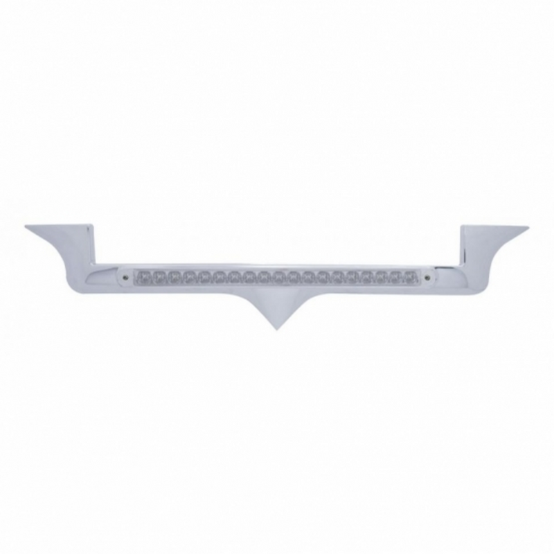 United Pacific Chrome Hood Emblem Trim With 19 LED Reflector Light Bar For Kenworth Amber LED/Clear Lens 39882