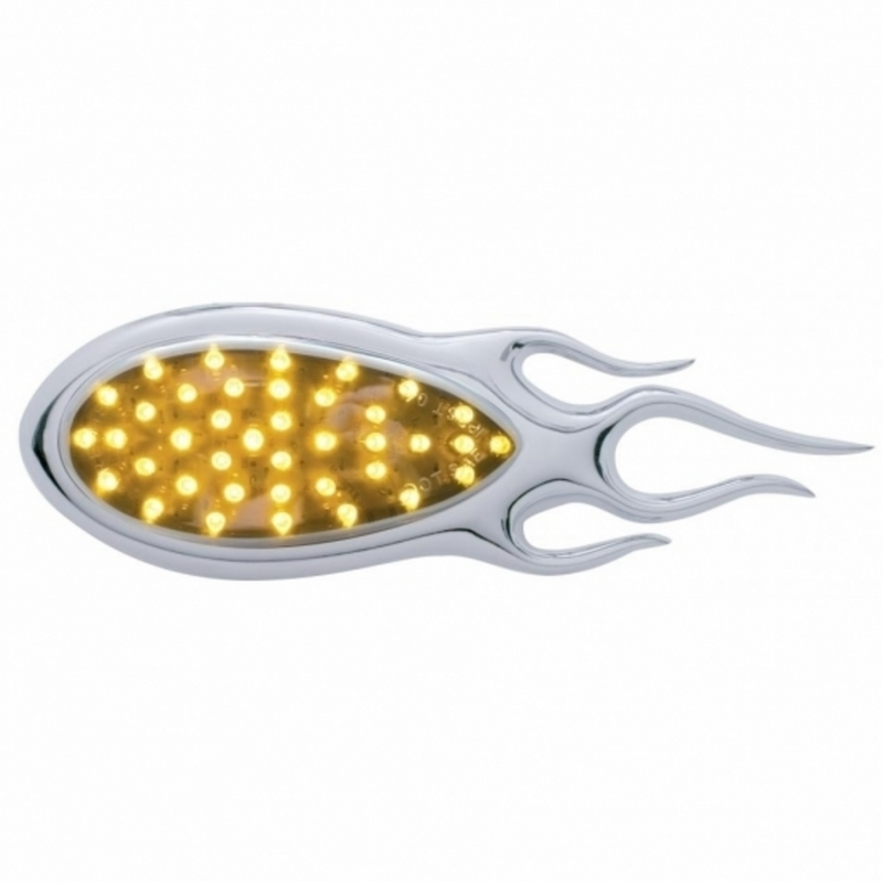 United Pacific 39 LED "Inferno" Auxiliary Light With Flame Bezel Amber LED/Chrome Lens 39897