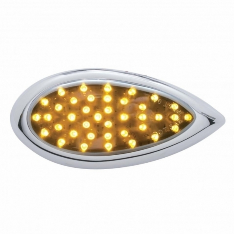 United Pacific 39 LED "Teardrop" Auxiliary Light With Bezel Amber LED/Chrome Lens 39899