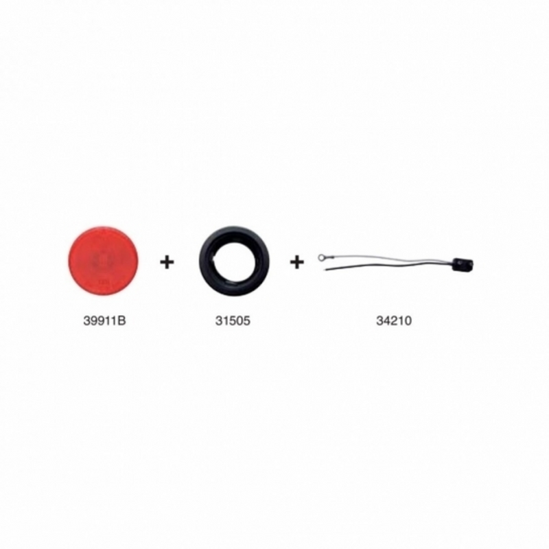 United Pacific Single LED 2" Round Low Profile Light Kit (Clearance/Marker) Red LED/Red Lens 39911BRK