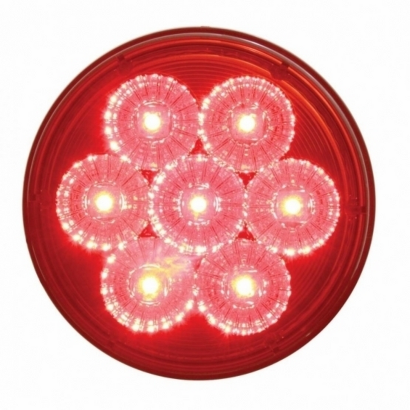 United Pacific 7 LED 4" Round Reflector Light (Stop, Turn & Tail) Red LED/Red Lens 39924