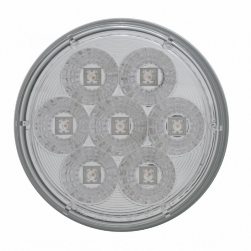 United Pacific 7 LED 4" Round Reflector Light (Stop, Turn & Tail) Red LED/Clear Lens (Bulk) 39925B