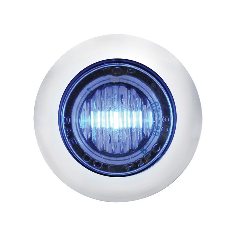 United Pacific 3 LED 3/4" Mini Light With Bezel (Clearance/Marker) Blue LED/Clear Lens 39936