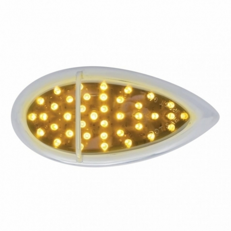 United Pacific 39 LED Flush Mount "Teardrop" Turn Signal Light Amber LED/Chrome Lens 39947