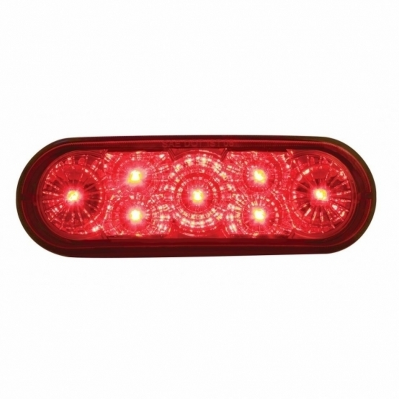 United Pacific 7 LED 6" Oval Reflector Stop, Turn & Tail Light Red LED/Red Lens 39975