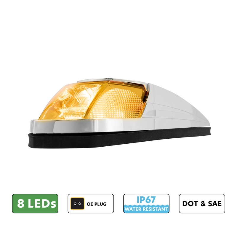United Pacific 8 LED Roof Cab Light For 2013-2021 Kenworth T680/T880 -Amber LED/Amber Lens 39983