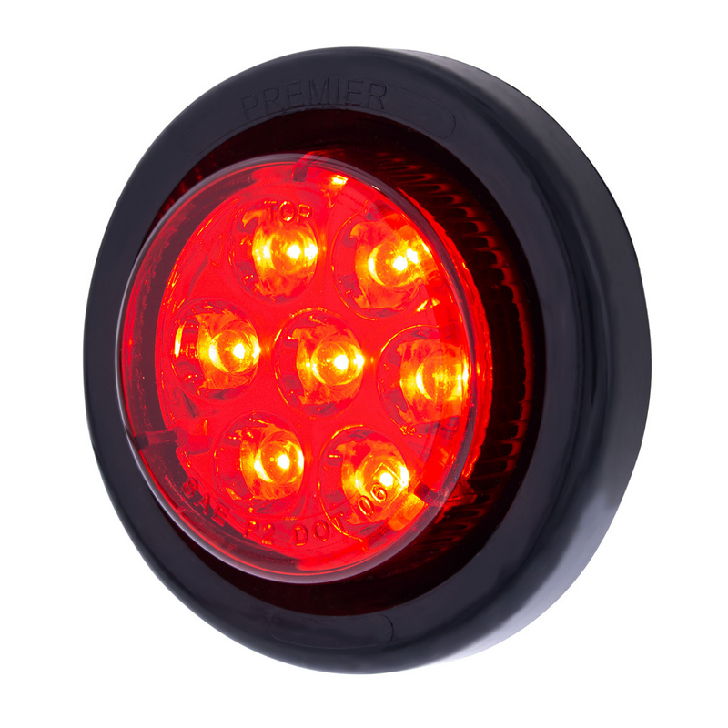United Pacific 7 LED 2" Round Light Kit (Clearance/Marker) Red LED/Red Lens 39985BRK