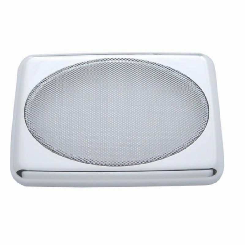 United Pacific Chrome 7" X 4-7/8" Speaker Cover For Various Peterbilt Models, Snap-On (Card of 2) 40919