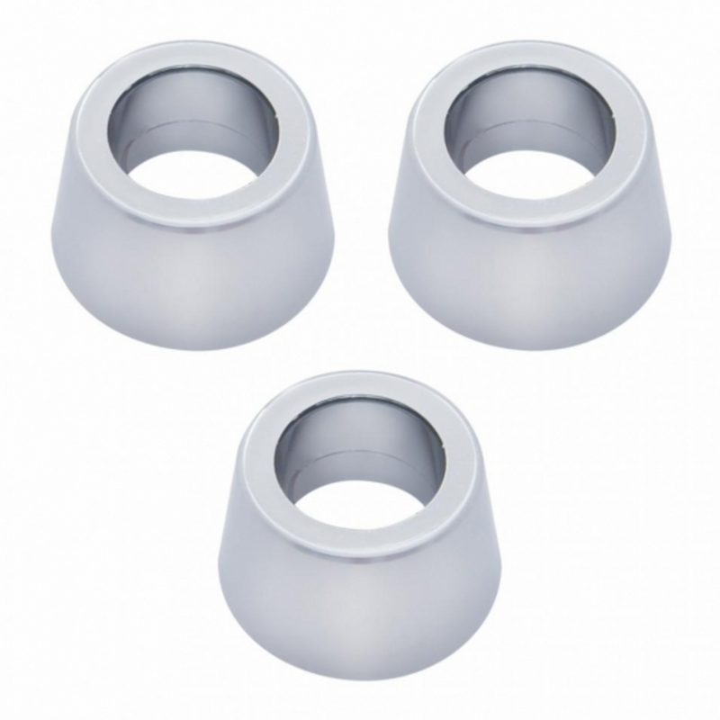 United Pacific Chrome Round Dash Indicator Light Trims for 1967-1987 Peterbilt 359 (3-Pack) 41007P