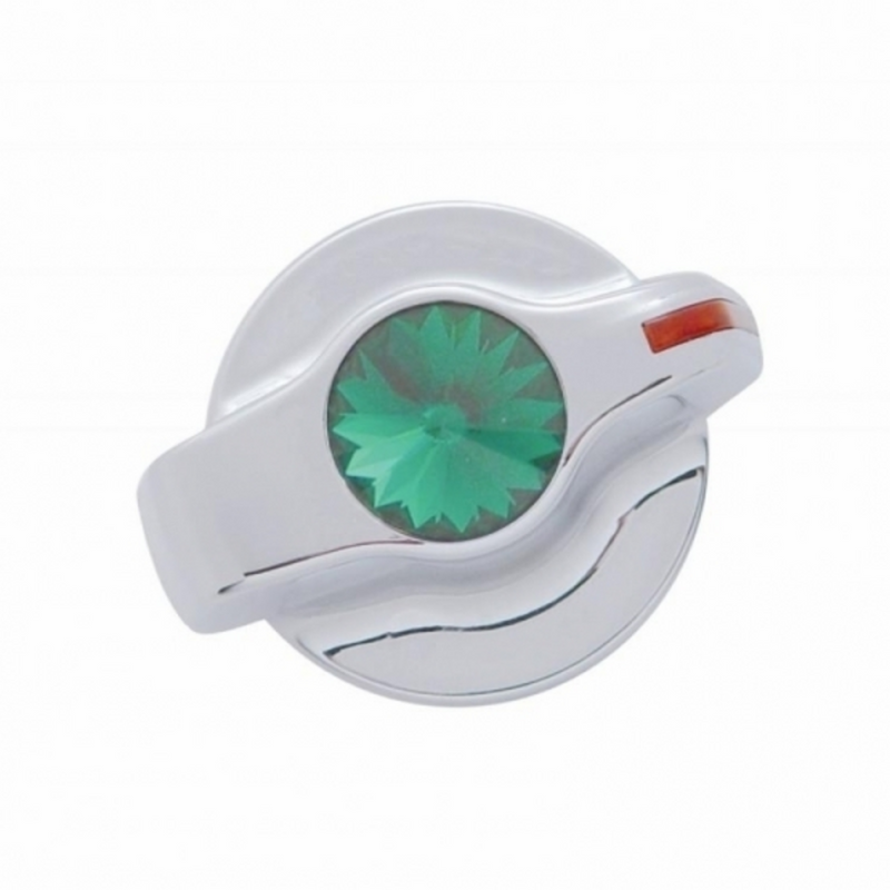 United Pacific Chrome Plastic A/C Control Knob With Crystal Green Crystal 41126