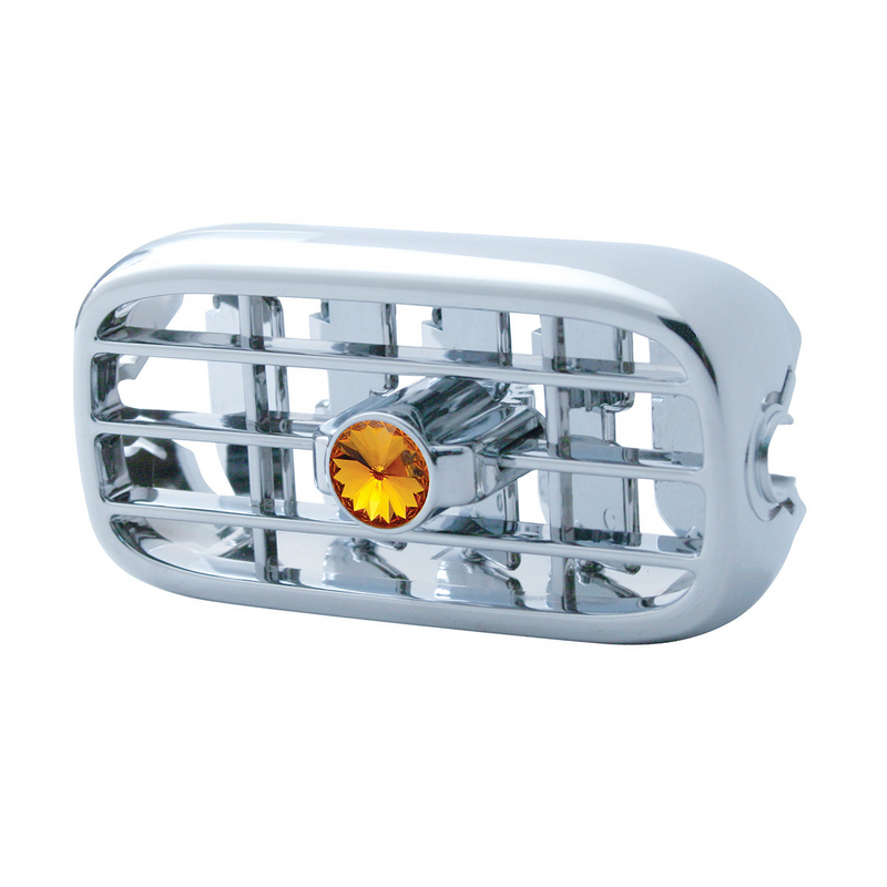 United Pacific Chrome Plastic A/C Vent With Color Crystal For Peterbilt (2006+) Amber Crystal 41248